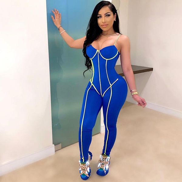 

backless jumpsuit women v-neck skinny striped sleeveless summer fashion elastic hight clubwear slim streetwear outfit, Black;white
