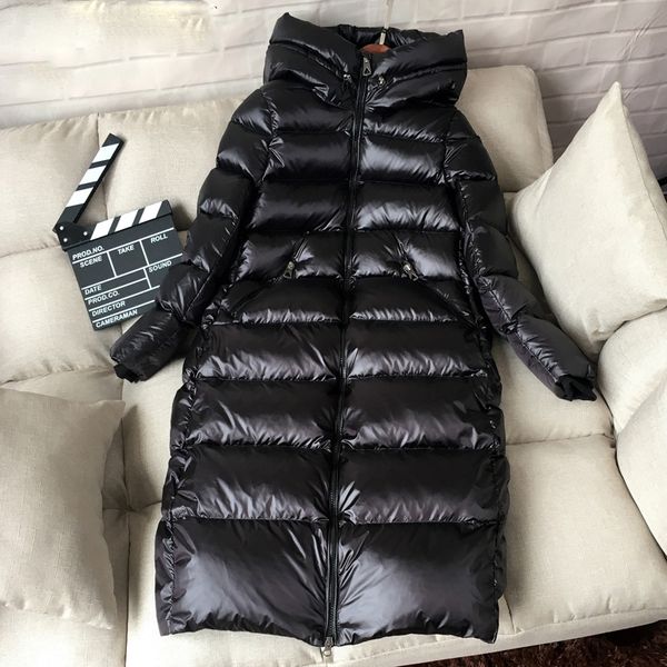 

90% white duck down jacket women thick long winter coat women hooded korean female puffer jacket doudoune femme, Black