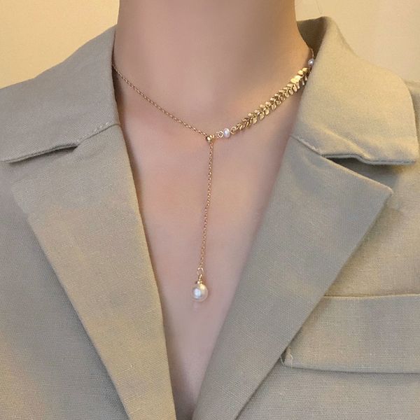 

kpop new pearl pendant choker necklace women gold chain korean girl fashion jewelry 2020 new naszyjniki collier wholesale, Golden;silver