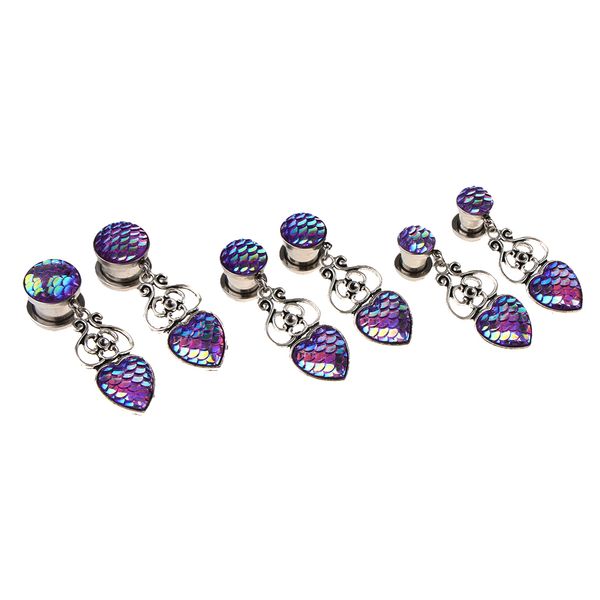 

magideal 1 pair ear tunnels gauges stretcher piercings 2g/0g/00g body jewelry plugs, Slivery;golden