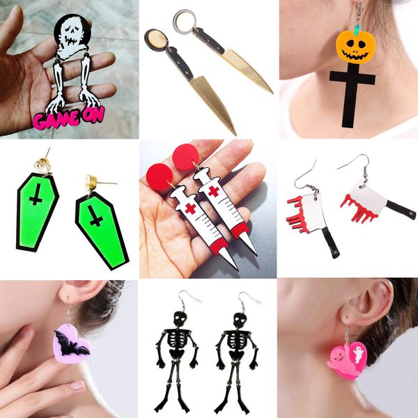

earrings for women girls cartoon funny cute horror zombies taro bats ghost dark christmas gifts halloween, Silver