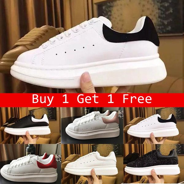 

2019 new fashion luxury designer men women sneakers outdoor all-match white leather platform shoes flat trainers casual party wedding shoes, Black
