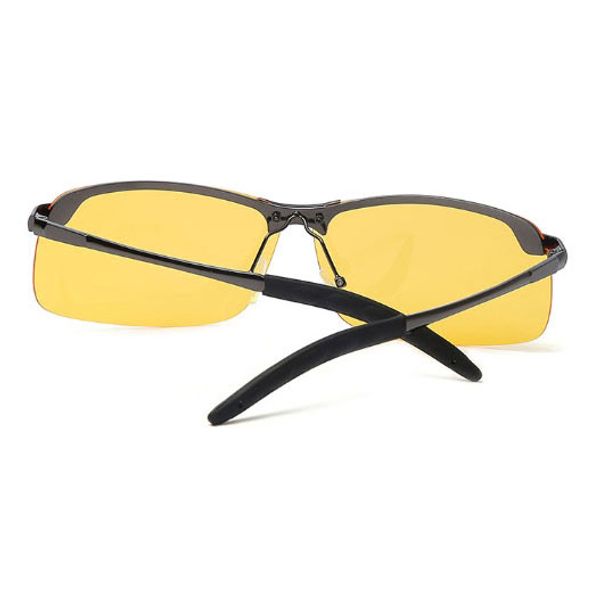 

new men's yellow hd night vision driving anti-glare glasses glasses sunglasses black gun box male and female sunglasses to send the box, White;black