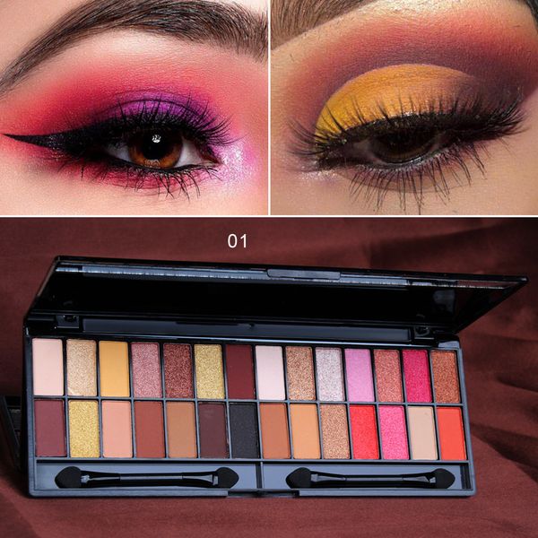 28 Farben Matte Lidschatten-Palette Glitzer-Lidschatten Nackt-Make-up mit Pinsel Textmarker Schimmer-Make-up