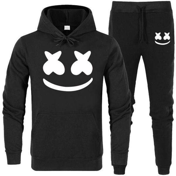 

новый бренд новая мода marshmello лицо мужчины спортивная одежда печати мужчины толстовки пуловер хип-хоп мужской спортивный костюм кофты cl, Black