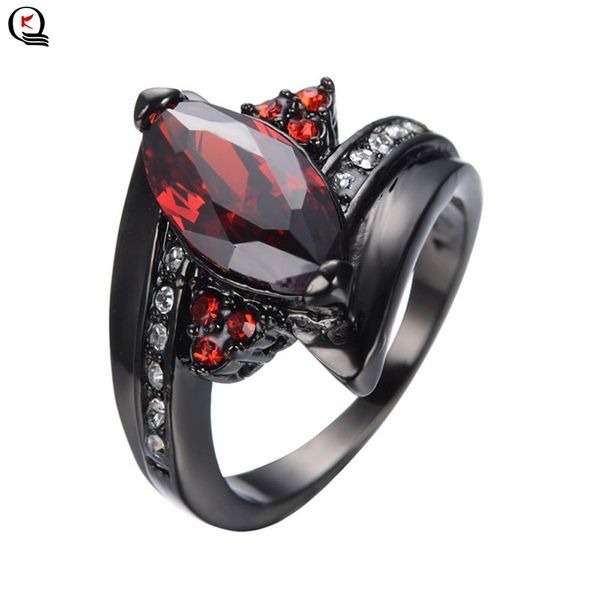 

black titanium steel ring women fashion red blue geometric zircon party ring jewelry gifts anillos bijoux, Golden;silver