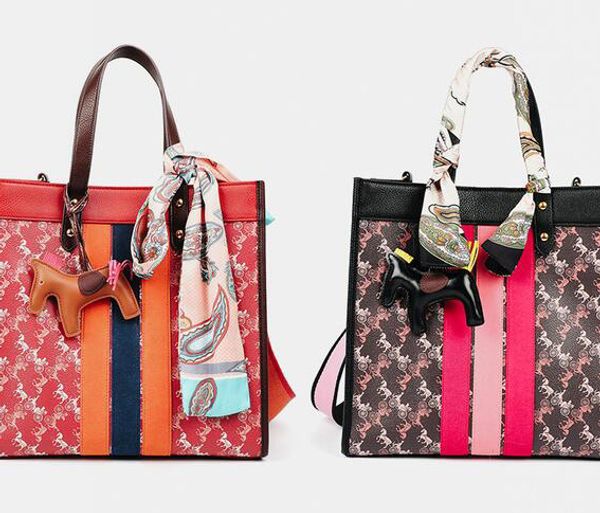 

est brand woman fashion print tote bag designer pony scarf mother tote high-end work business shoulder bag travel large capacity bag