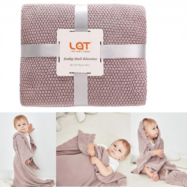 

100*80cm baby blanket knitted cotton solid color newborn bebes sleeping quilt stroller covers soft infant swaddle wrap multi-use