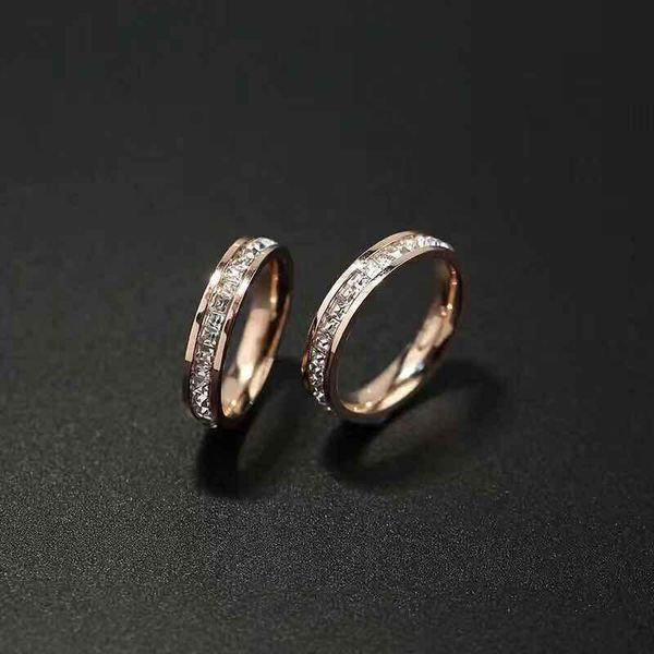 

design jewelry men / women full cz diamond love ring gold 3 color couple ring titanium steel polished lover rings ing, Silver