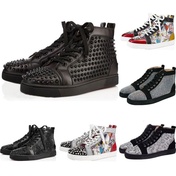 

new designer sneakers red bottom shoe low cut suede spike shoes for men and women shoes party wedding crystal leather sneakers