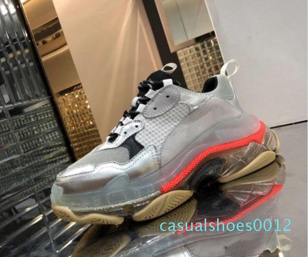 

paris 2020 new crystal bottom designer shoes dad platform triple s sneakers for mens women vintage kanye old grandpa trainer cc12, Black