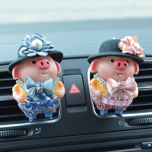 

car freshener cute diamond pig doll perfume clip cartoon decoration automobiles outlet air purifier scent smell diffuser gifts