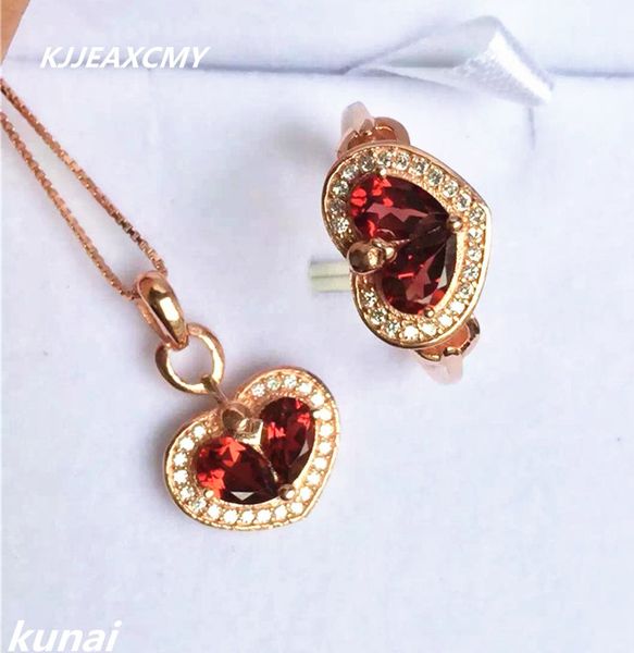 

kjjeaxcmy fine jewelry, s925 sterling plated rose gold set with natural garnet, female pendant necklace, two suits, Black