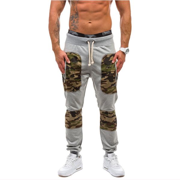 

new mens casual pants fashion man camouflage patchwork long trousers jogger pencil pants sweatpants men autumn winter pants, Black