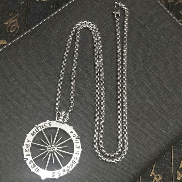 

men ins hip-hop chain pendant tide sun accessories chain gothic pendant necklace harajuku stainless steel, Silver
