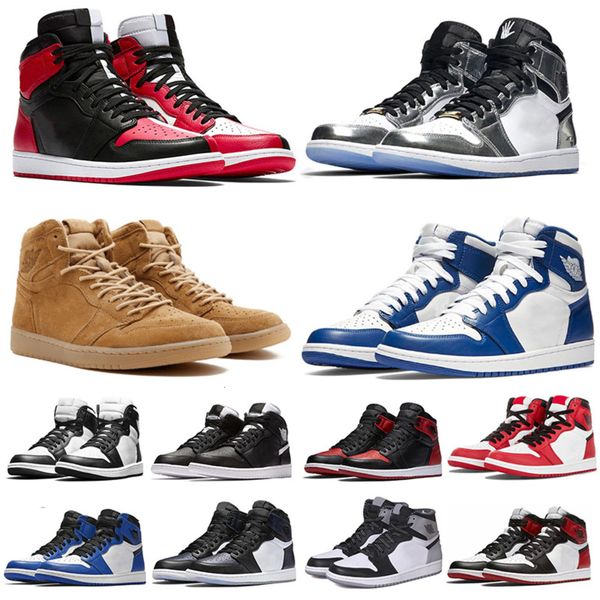 

new mid og 1 3 men basketball shoes 1s bred toe banned chicago game royal shattered backboard pass the torch sports sneakers