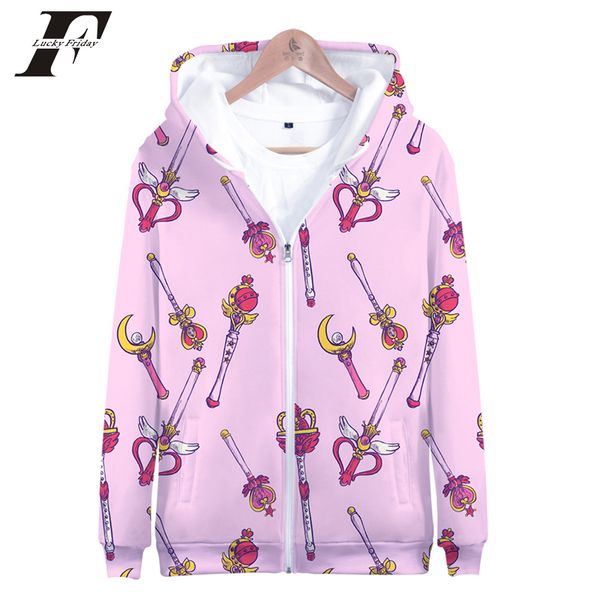 

sailor moon 3d zipper hoodie harajuku women's hoodies/sweatshirts japanese cartoon long sleeve kawaii aesthetics anime clothes, Black