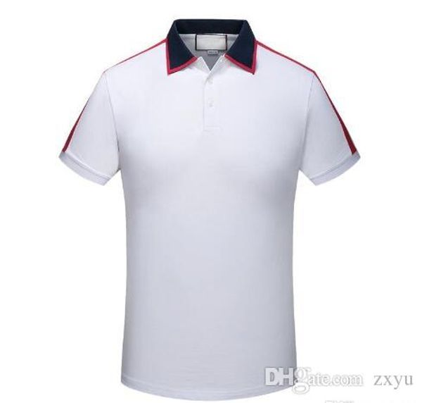 

новые summber марка дизайнеры рубашки поло роскошные футболки моды змея пчелиный цветочный printed polos высокого качества вскользь хлопок p, White;black