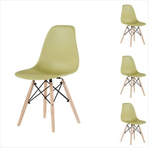

wholesales 4pcs mustard green plastic modern living room chair set