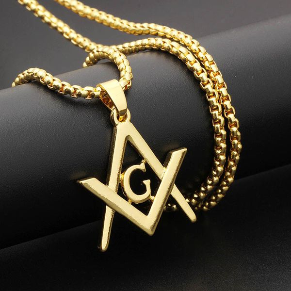 

personalized metal alloy masonic pendants necklaces women men hip hop jewelry steampunk silver gold long chain necklace