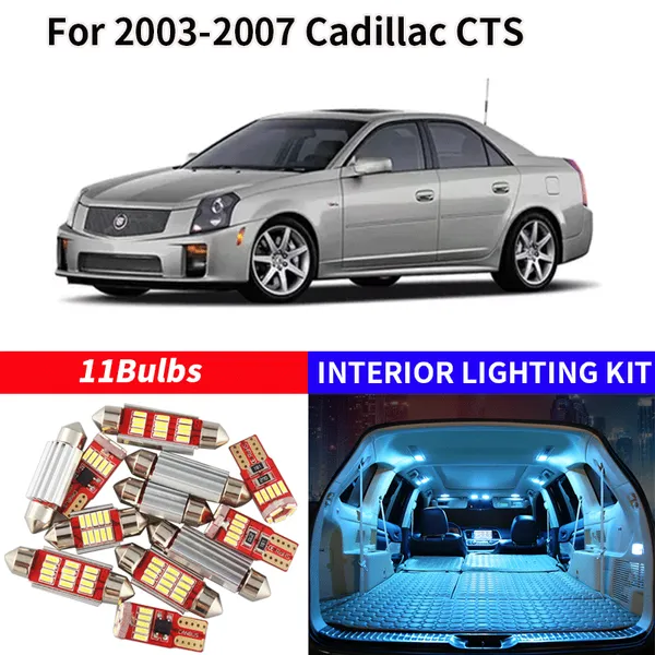 

11pcs no error white canbus led light car bulbs for 2003-2007 cadillaccts map dome trunk license plate lamp interior package ki