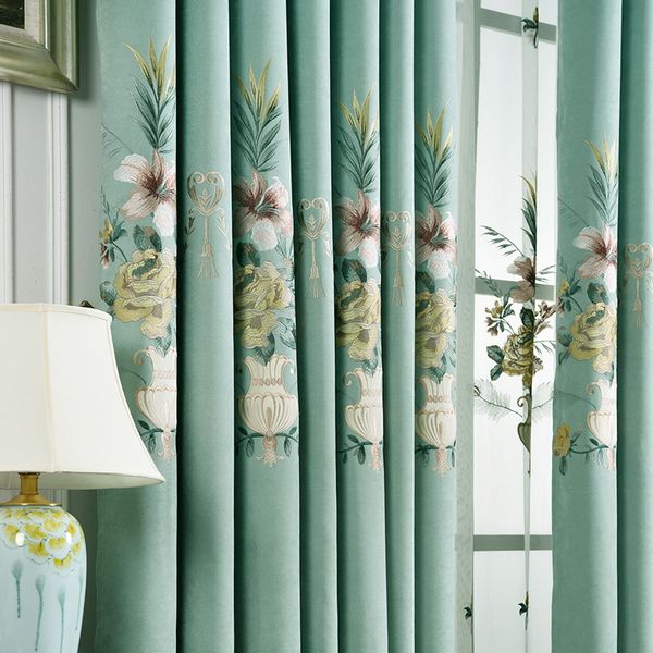 

modern minimalist embroidery chenille curtains for living room fabric bedroom floor window warm shading cloth