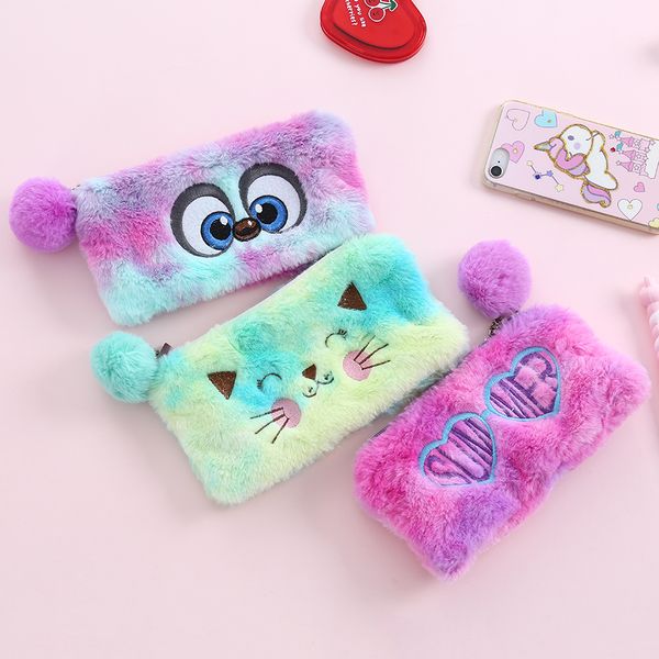 

bentoy fur women small cute cosmetic bag plush makeup storage bag pencil box writing case drop shipping