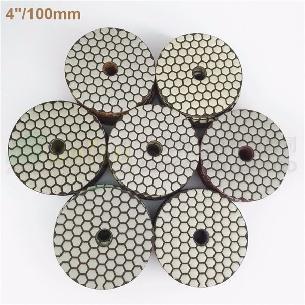 

shdiatool 10sets (7pcs/set) 4inches b dry diamond polishing pads 70pcs dia100mm resin bond diamond flexible sanding disk