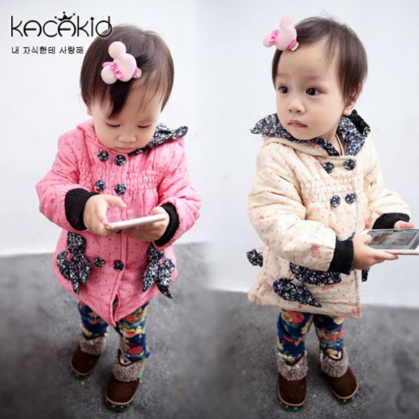 

специальное предложение девушки горошек зеленый лук пальто мило хлопка-проложенный одежда теплый комфортная медведь хлопок-ватник, Blue;gray