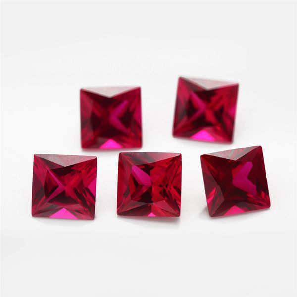 

factory price size 2x2~12x12mm square cut 5# red stone princess cut synthetic corundum gems stone for jewelry, Black