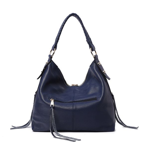 

female baotou leather tote bag european tassel large capacity shoulder bag