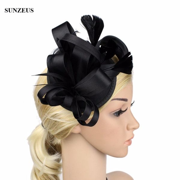 

elegant bridal hats black feather wedding hat for ladies sqn031