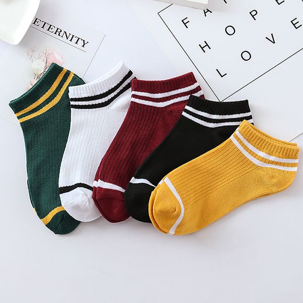 

1pairs harajuku унисекс в полоску удобные тапочки хлопчатобумажные носки короткие носки лодыжки смешные носки calcetines mujer, Black;white