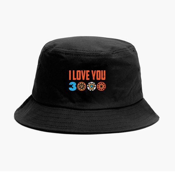 

i love you 3000 years buckets hat iron man caps snapbacks black men women outdoor printing cartoon hats fishing hunting sun cap