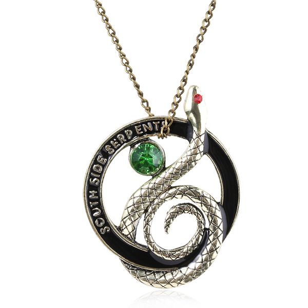 

riverdale south side serpents pendant necklace snake green crystal necklaces for women men cosplay jewelry, Silver