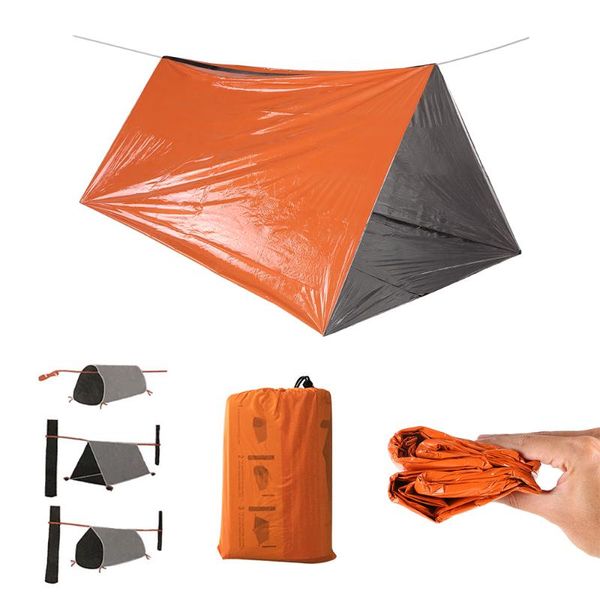 

2020 tents outdoor camping tent emergency tube survival orange sun shelter rescue camping tent aluminum film sleeping bag