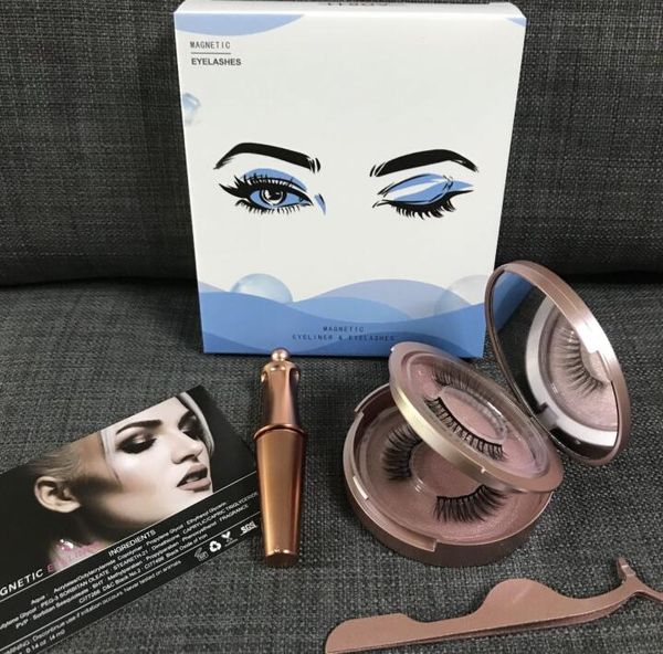 

double pairs magnetic liquid eyeliner & five magnetic false eyelashes & tweezer set magnet false eyelashes set glue make up tools