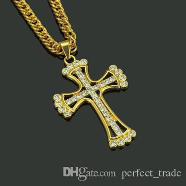 

wholesale cross necklace rhinestone pendant designer necklace hip hop mens necklaces night club jewelry accessories ing, Silver