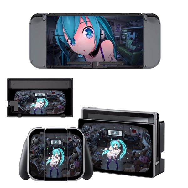 

hatsune miku decal vinyl skin protector sticker for nintendo switch ns console + controller + stand holder protective film