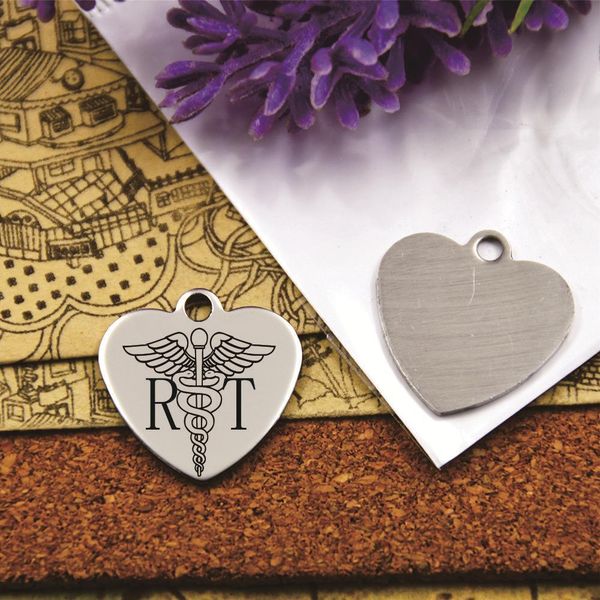 

20pcs--stainless steel charms"rt/rn/lvn/nut allergy/pharmacy tech/psychologist" 5 style for choosing diy charms pendants, Silver