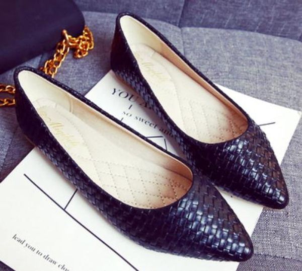 

women's shoes in spring and autumn flat bottom pointed end@1019, Black