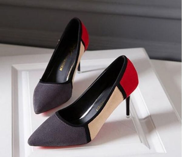 

women's shoes in spring and autumn high fine heel pointed end suede @2024, Black