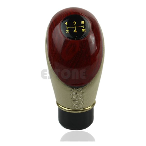 

peach wood and pu leather car manual 5-speed motor gear shift lever gear knob
