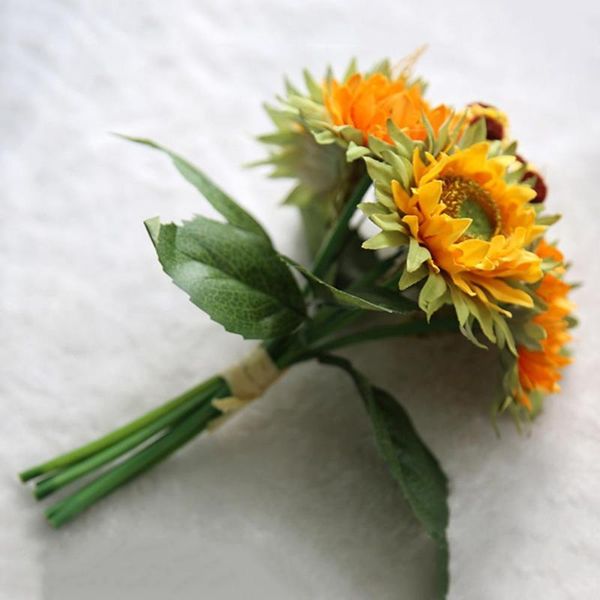 

1 bunch sunflower silk artificial flower bouquet home wedding decoration diy party supplies