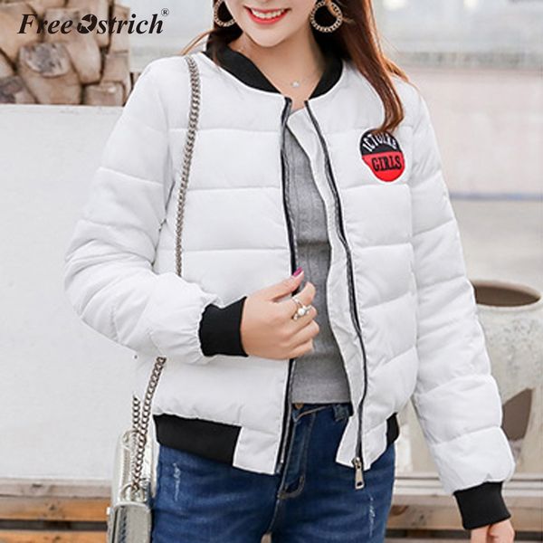 

ostrich women winter jacket loose parkas warm coat o neck female zipper long sleeve pockets short jacket coat n30, Black