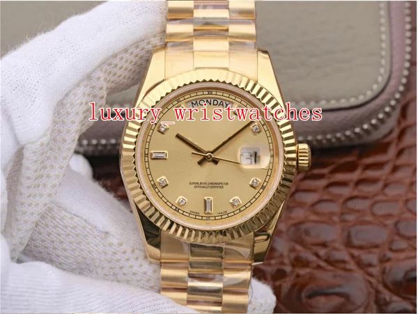 

fashionm factoroy wristwatches 36mm 118238 118238a-83208 diamond 18k yellow gold eta 3255 movement mechanical automatic men watches, Slivery;brown