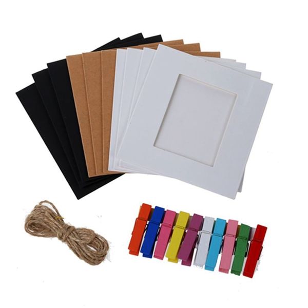 

chic 10 pcs paper p film frame wall picture album diy hanging + rope camp frames