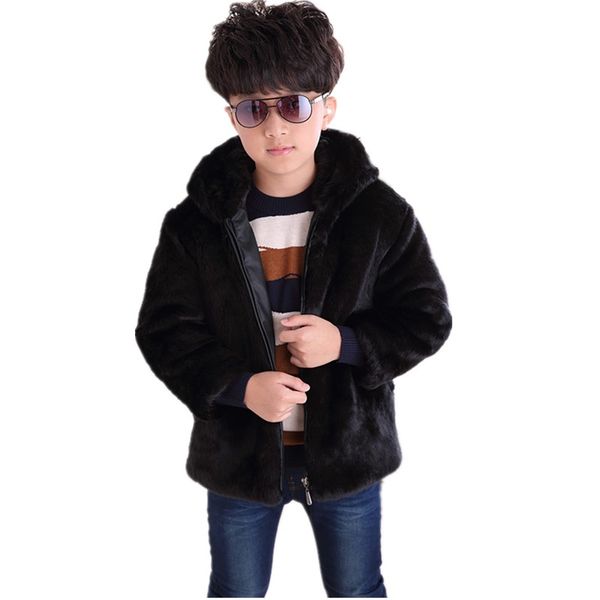 

furry kids boy baby autumn winter faux fur short coat 2018 thicker warm toddler zipper clothes luxury children's jacket n13, Blue;gray