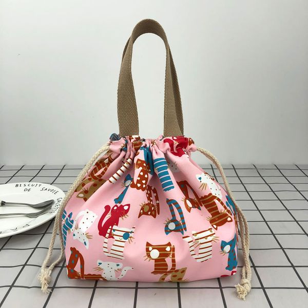 

new style with canvas bag, women's small bag, korean version, versatile lunch box, casual lunch bag, bucket handbag