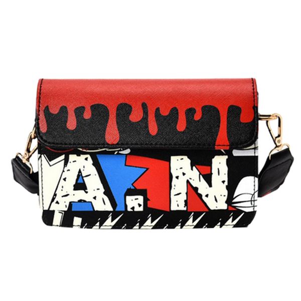

fashion ladies lleather personality graffiti zipper shoulder bag messenger bag